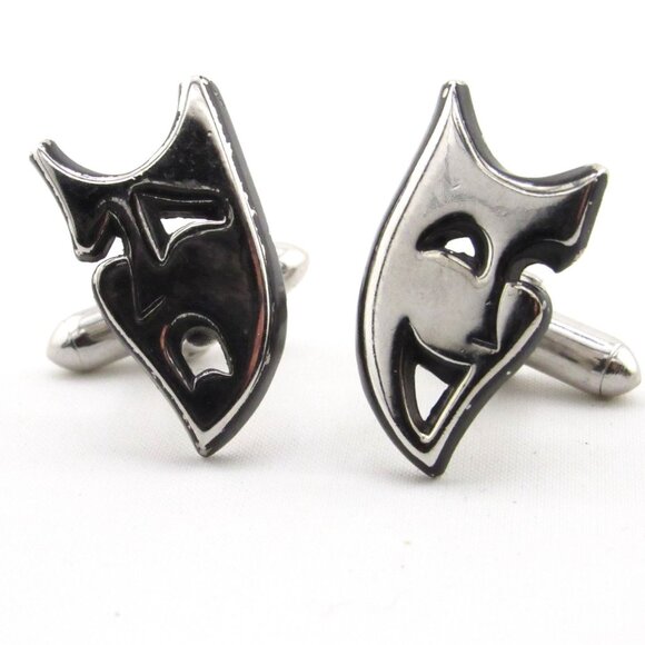 Vintage Swank Comedy & Tragedy Mask Cufflinks - Picture 9 of 12